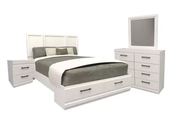 6-Piece White Queen Storage Bedroom Set - 0740WH6S