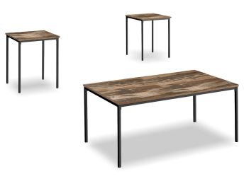 Brown/Metal 3 Pc. Table Set