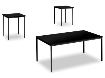 Black/Metal 3 Pc. Table Set