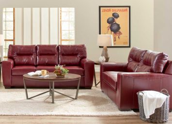 Soft Touch Crimson Sofa and Loveseat