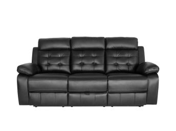 Barton Black Leather Match Power Sofa with Drop Down Table - 0095BA03