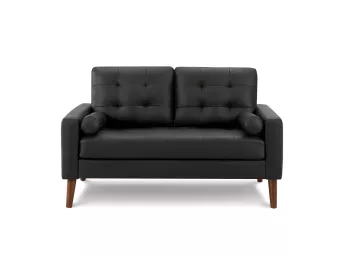 Black Faux Leather Loveseat - 8095BK02