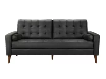 Black Faux Leather Sofa - 8095BK03