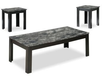 Black Marble 3-Piece Table Set - 7843BM30