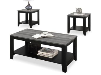Black w/Grey Top 3-Piece Table Set  - 7992BG30