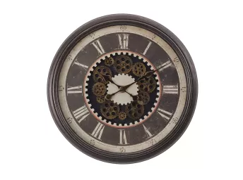 Brown 23" Diameter Gear Mechanism Wall Clock - 9070BR00