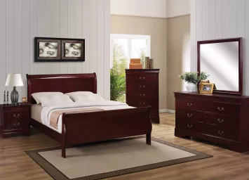 Cherry Louis Philip Dresser/Mirror/King Bed/Chest - 0385CHKC