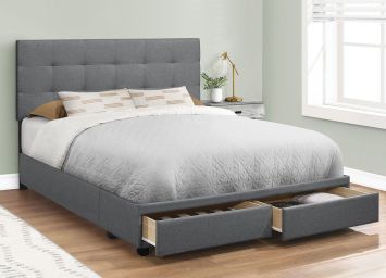 Dark Grey Queen Bed Complete w/Storage Drawers - 6022DG3Q