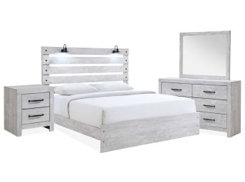 Derby Rustic White 6 Piece King Bedroom Set - 0320BC6K