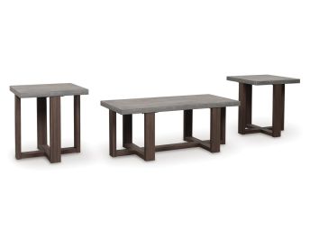 Dynnford Gray & Brown 3 Piece Table Set - 0216AG30