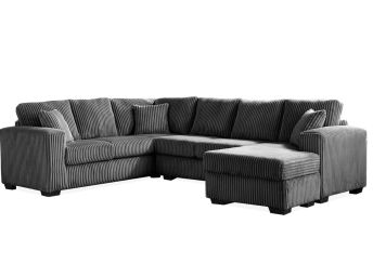 Fluffy Gunmetal 3pc Sectional - 5035FG30