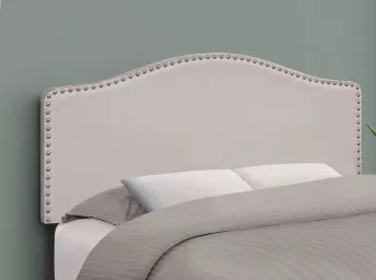 Full Beige Linen Head Board with Nailheads - 6014BLF3