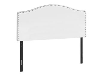 Full White Leather Look Headboard w/ Nailheads - 6012WHF3