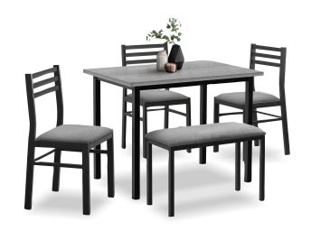 Grey & Black 5-Piece Dinette with Bench
