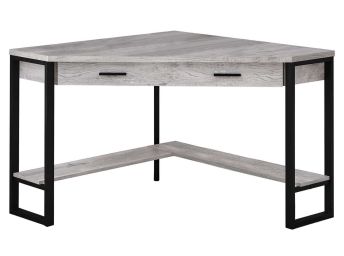 Grey/ Black Metal Corner Computer Desk - 7505GY00