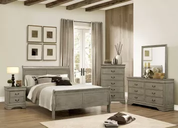 Grey Louis Philip Dresser/Mirror/Full Bed/Chest - 0355GYDF