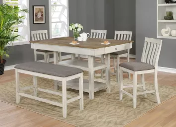 Nina White 6-Piece Dinette Set  - 2715NW60