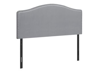 Queen Grey Leather Look Headboard w/ Nailheads - 6011GYQ3
