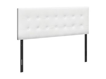 Queen White Leather Look Headboard - 6002WHQ3