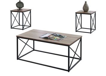 Taupe/Metal 3-Piece Table Set - 7950TA30