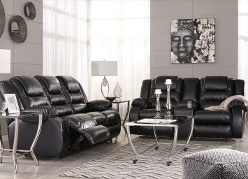 Vacherie Black Motion Sofa and Loveseat - 7930VB20
