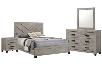 Wesley Light Grey King 6-Piece Bedroom Set - 0360LG6K
