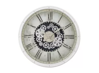 White 30" Diameter Gear Mechanism Wall Clock - 9033WH00