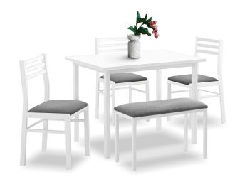 White 5-Piece Dinette with Bench - 1031WH50