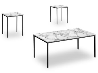 White Marble 3 Pc. Table Set - 7892WM30