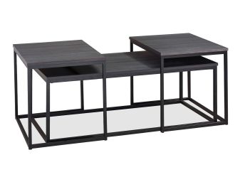 Yarlow Grey/Black Metal 3Pc Table Set - 0215YG30